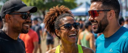 Grupo de participantes em evento esportivo